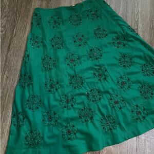 Sweet by Miss Me Beaded Floral Green Skirt Size Medium